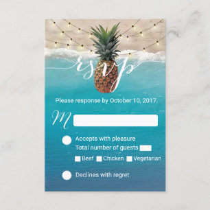 Ananas Hawaiian Tropical Beach Wedding RSVP