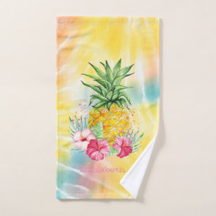 Ananas, Hibiscus aquarelle Rainbow Tie Dye