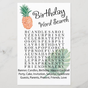 ananas jeu de recherche de mots pour l'anniversair