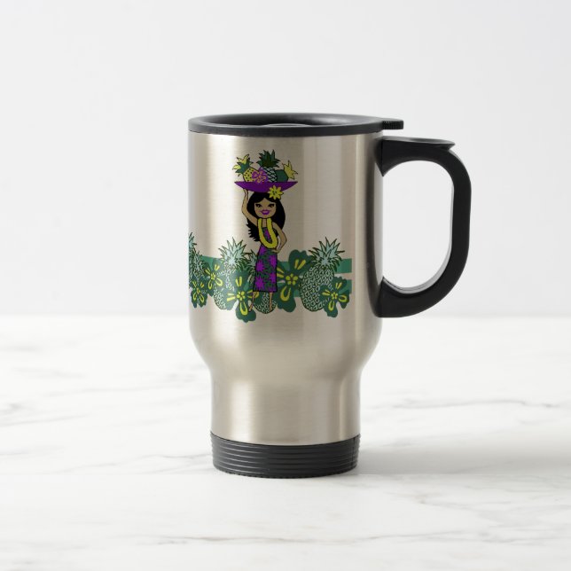 Ananas Luau Tropical Travel Mugs (Droit)