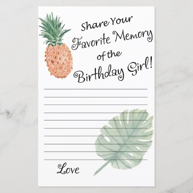 ananas Mémoire préférée de la fille d'anniversaire (Devant)