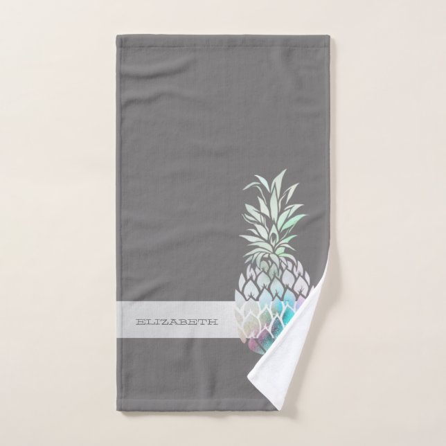 Ananas Mignon Branché, Rayure - Personnalisé (Serviette à main)