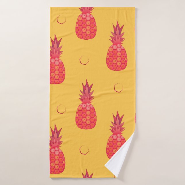 Ananas rose sur arrière - plan orange. Patte trans (Serviette de bain)