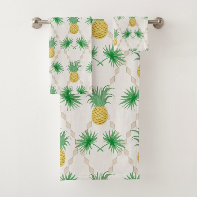Ananas, serviette de bain rétro (En situation)