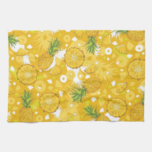 Ananas - serviette de cuisine jaune tropicale (Horizontal)