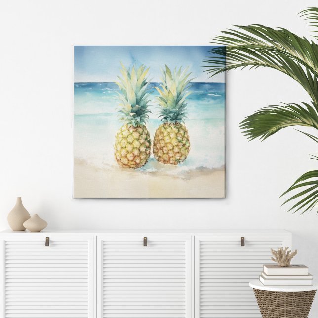 Ananas sur la toile d'aquarelle de plage Imprimer (Créateur téléchargé)