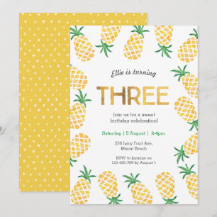 Ananas tropical 3ème anniversaire Invitation