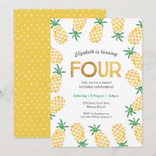 Ananas tropical 4e anniversaire Invitation
