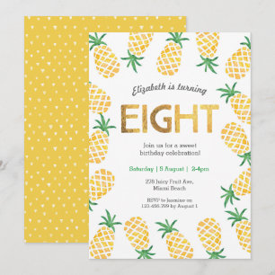 Ananas tropical 8e anniversaire Invitation