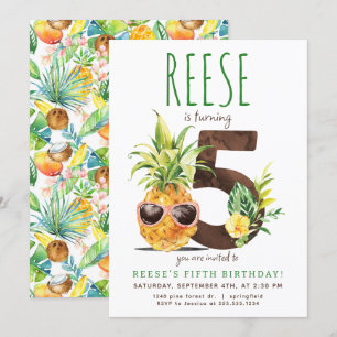 Ananas tropical cinquième anniversaire Invitation