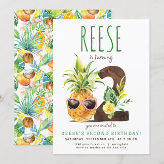 Ananas tropical Invitation du deuxième anniversair