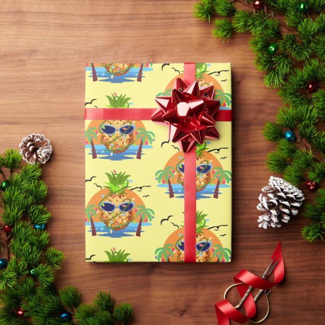 Ananas Tropical Noël Papier d'enveloppement cadeau (Cadeau de vacances)