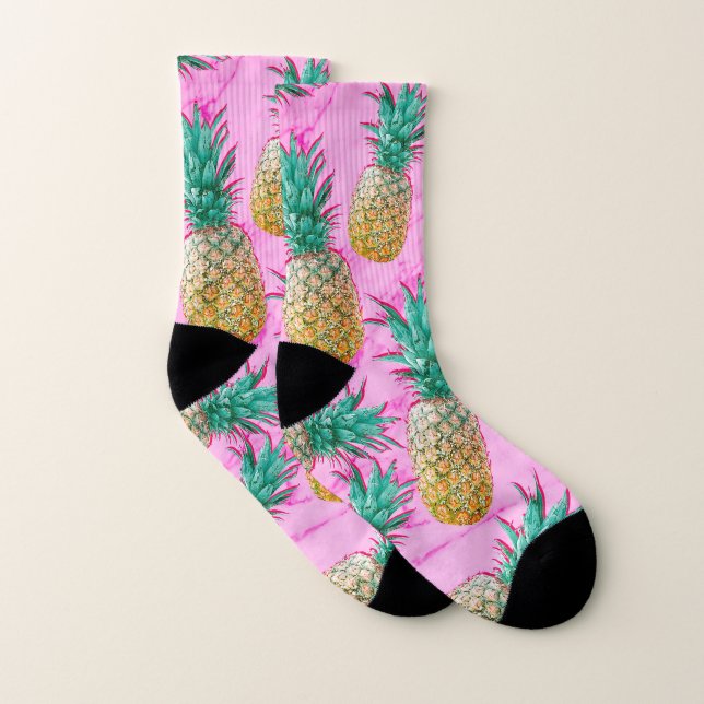 Ananas tropicaux Marbre rose Chic tendance (Paire)