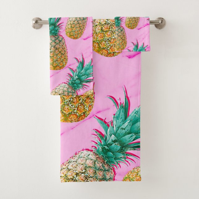 Ananas Tropicaux & Marbre Rose Moderne Coloré (En situation)
