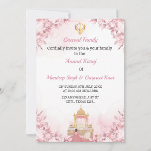 Anand Karaj carte Faire-part de mariage, Mariage s