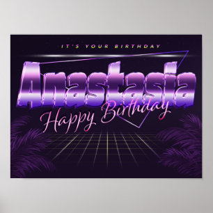 Anastasia Nom Vorname retro Poster Geburtstag