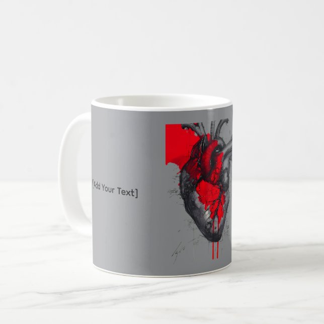 Anatomical Heart Sketch Trash Polka Art Mug (Devant gauche)