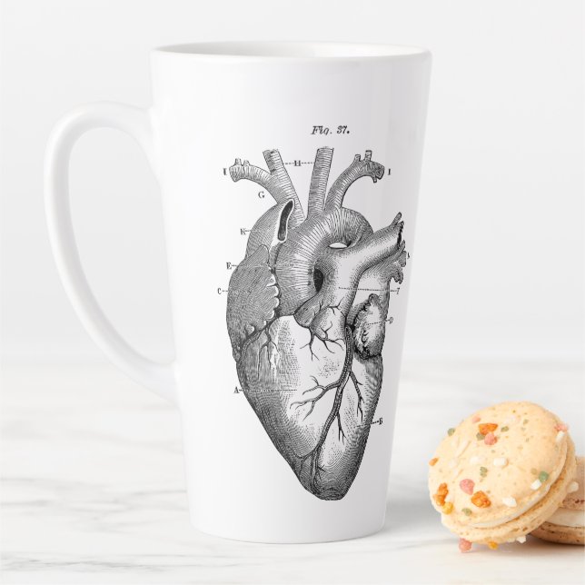 Anatomie Coeur Humain Café d'Art Vintage Latte Mug (En situation)