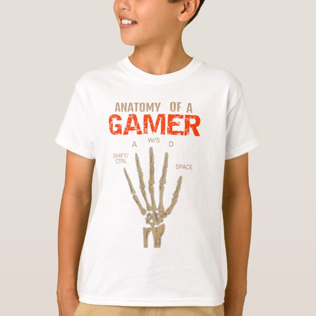 Anatomie d'un Gamer Skeleton Clavier T-shirt (Devant)