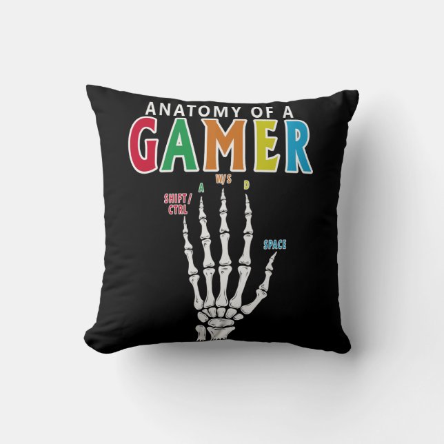 Anatomie D'Un Gamer Skeleton Main Funny Coussin (Recto)