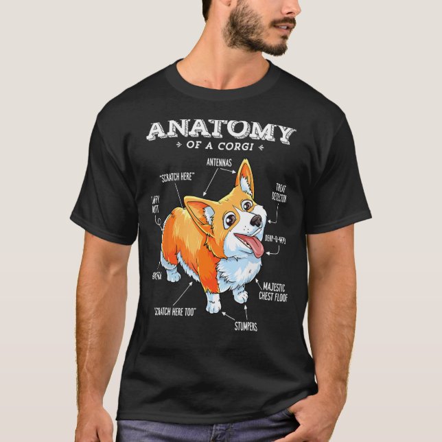Anatomie d'un T-Shirt Corgi Drôle de Chien (Devant)