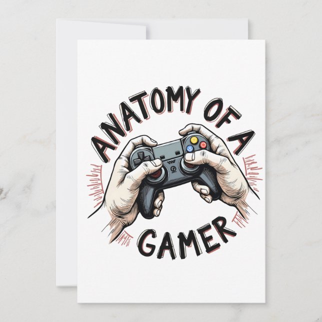 Anatomie d'une carte de vacances Gamer - Drôle et  (Devant)