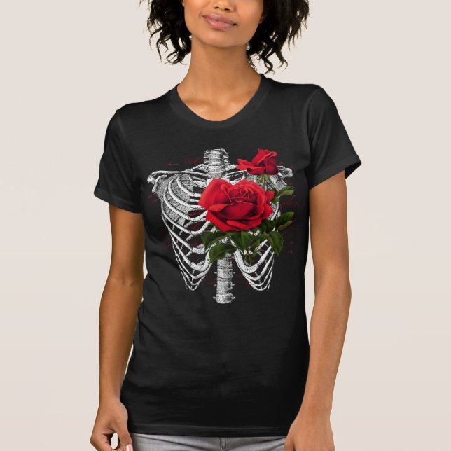 Anatomie vintage | Crevettes avec T-shirt Fleurs (Devant)