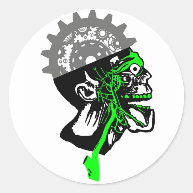 Anatomie vintage - Stickers crâne pour engrenages  (Devant)