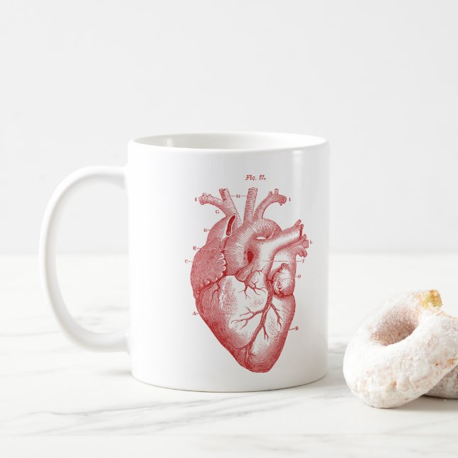 Anatomique Coeur rouge Vintage Imprimer la tasse d (Avec donut)