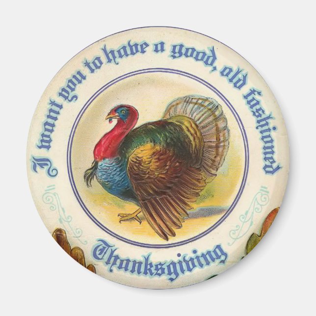 Ancien aimant rond Thanksgiving (Devant)
