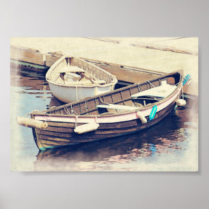 Ancien bateau en bois Poster nautique