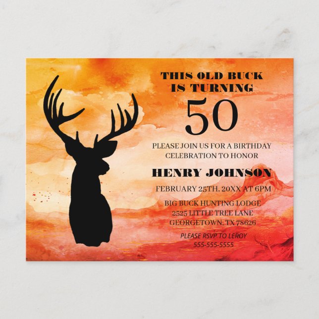Ancien Buck 50e Anniversaire Fête Invitation (Devant)