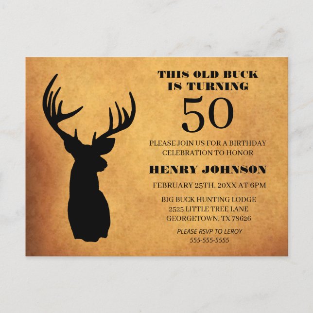 Ancien Buck 50e Anniversaire Fête Invitation (Devant)