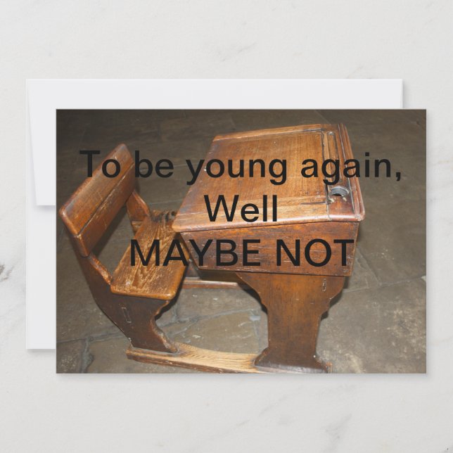 Ancien bureau scolaire en bois et invitation à la  (Devant)