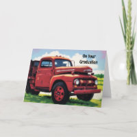 Ancien Camion Art Carte de Graduation Garder Sur T