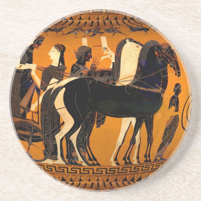 Ancien Dessous de verre grec en grès noir (Devant)