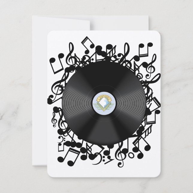 Ancien disque vinyle et notes de musique (Devant)