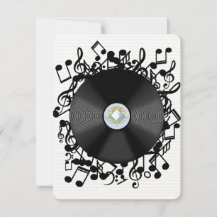 Ancien disque vinyle et notes de musique