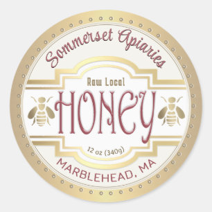 Ancien Étiquette de miel abeilles et frontière d'o