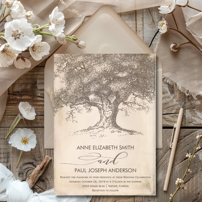 Ancien Faire-part de mariage (Old tree Wedding Invitation)