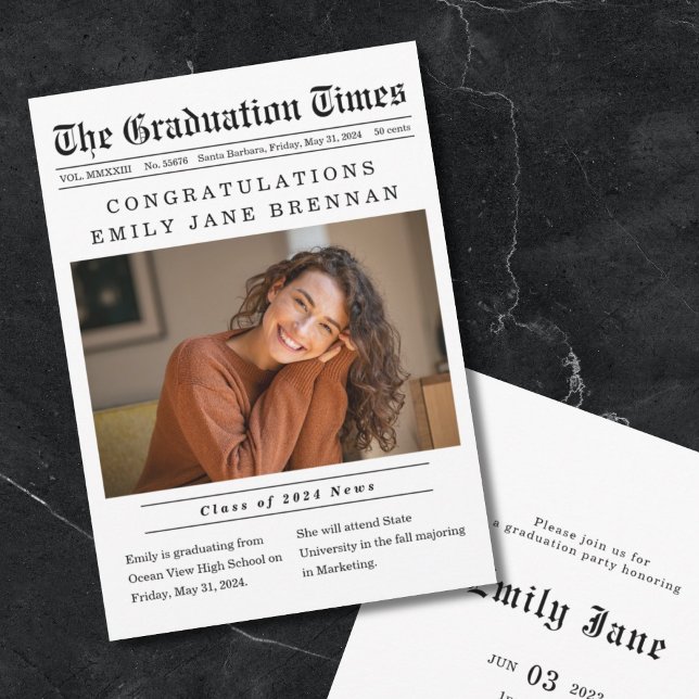 Ancien journal Faire-part de diplôme Invitation (Créateur téléchargé)