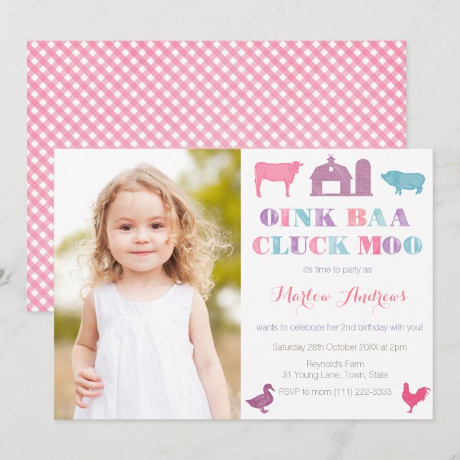 Ancien MacDonald Carte de fête pour animaux de fer (Devant / Derrière)