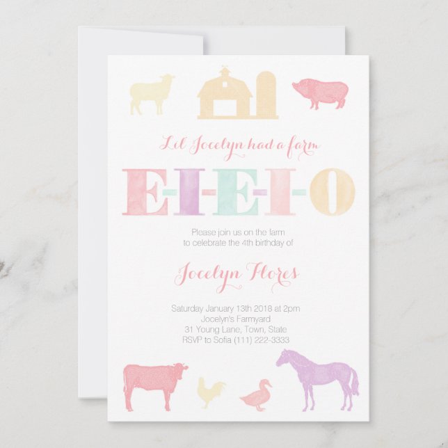 Ancien MacDonald Invitations de fête d'anniversair (Devant)