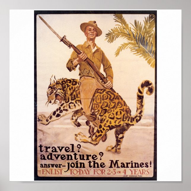 Ancien Marines américain Poster vers 1917 (Devant)