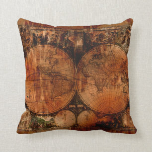 Ancien Monde Carte Coussin Décor