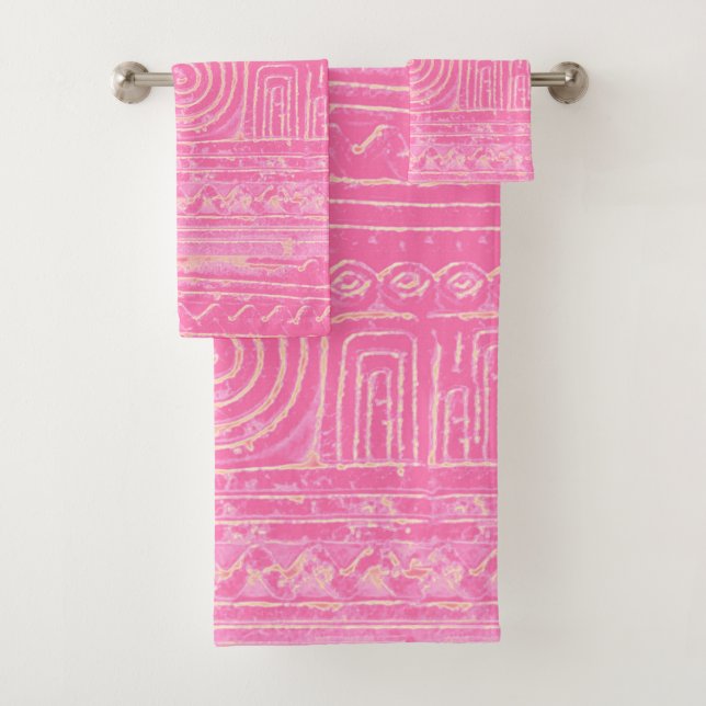 Ancien Motif mésopotamien sumérien rose (En situation)