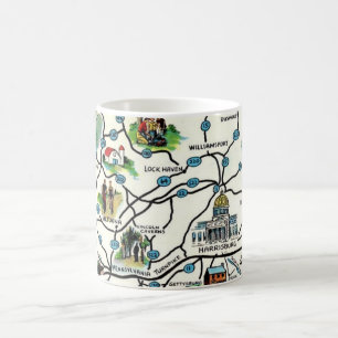 Ancien Mug Carte de Pennsylvanie Illustrée
