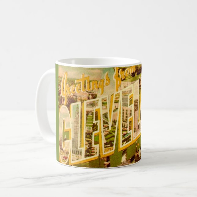 Ancien Mug carte postale de Cleveland Ohio (Devant gauche)