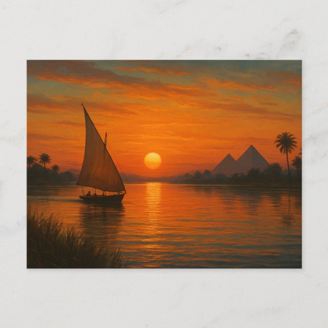 Ancien Nil Felucca Sunset Carte postale égyptienne (Devant)