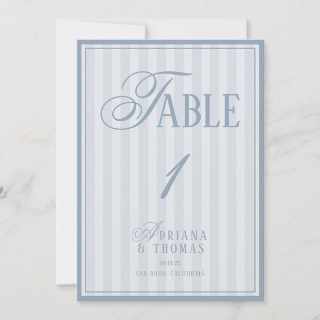 Ancien numéro de table de mariage bleu pastel arge (Devant)